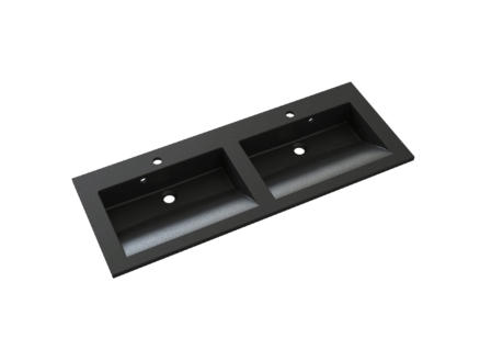 Allibert Slide dubbele wastafel inbouw 120cm solid surface zwart 1