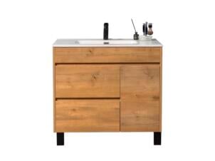 Sofi meuble salle de bains 80cm 2 tiroirs 1 porte chêne