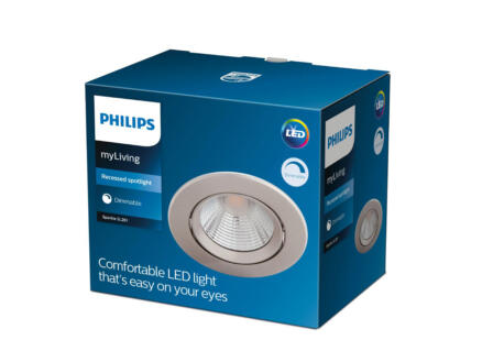 Philips Sparkle spot LED encastrable réflecteur 5W dimmable nickel gris