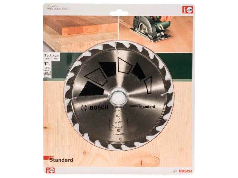 fiets Toevoeging belasting Bosch Standard cirkelzaagblad 190x30 mm 24T hout | Hubo