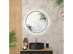 Aurlane Start ronde spiegel met LED verlichting 60cm zwart