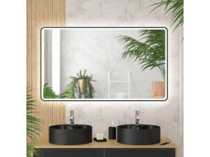 Aurlane Start spiegel + kader met LED verlichting 120x70 cm zwart