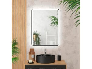 Aurlane Start spiegel met LED verlichting 60x80 cm zwart