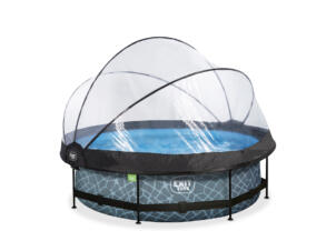Exit Toys Stone piscine avec dôme 300x76 cm + pompe filtrante