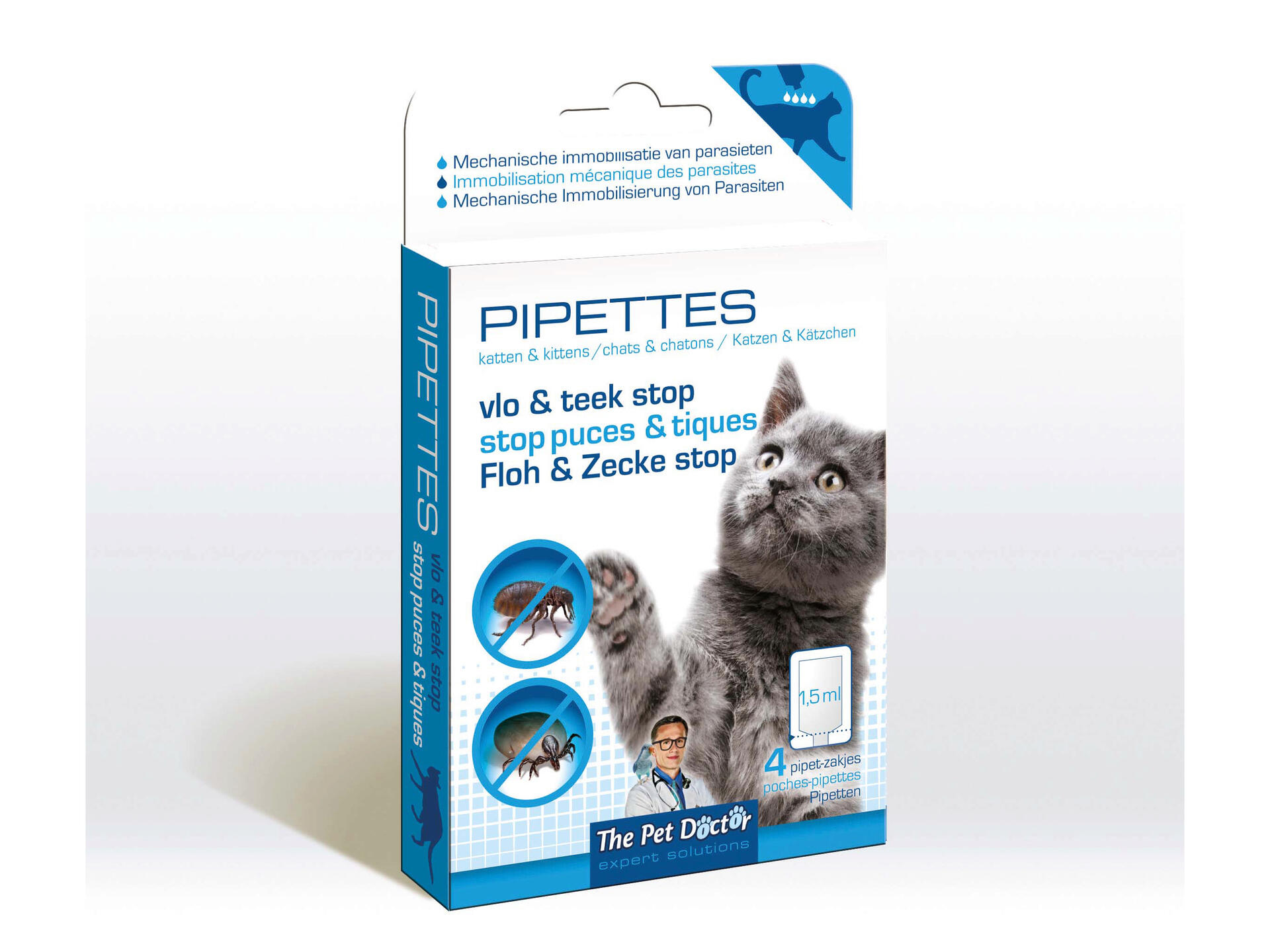 Stop Puces & Tiques pipettes pour chats 1,5ml 4 pièces