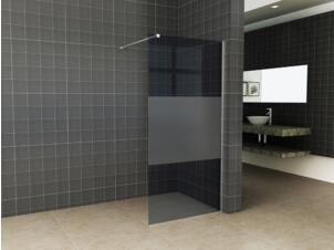 Aquatrends Style douchewand 140x200 cm rookglas met matte middenband