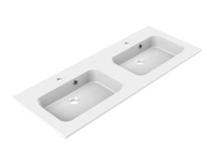 Allibert Style lavabo double encastrable 120cm polybéton blanc brillant