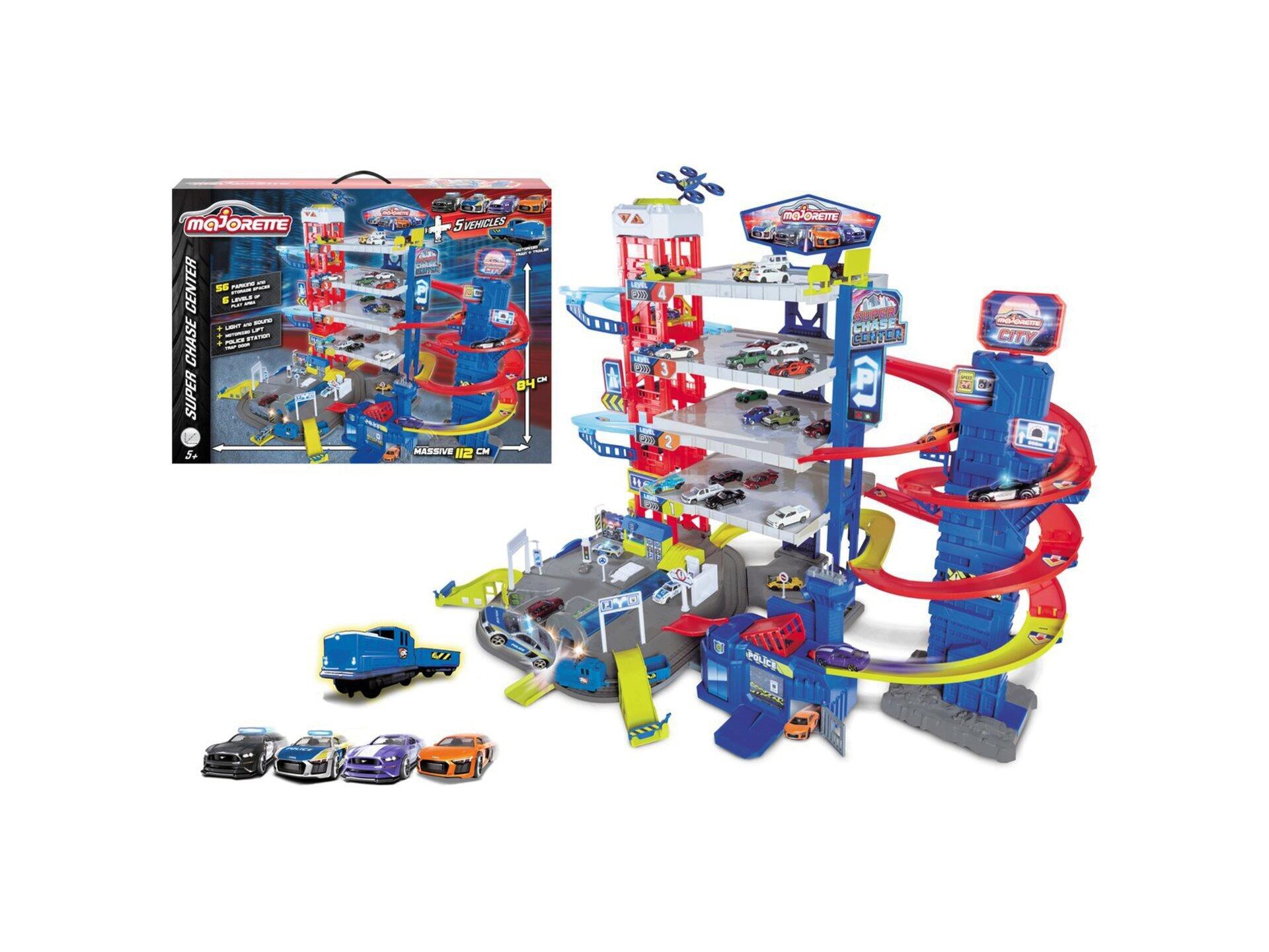Majorette Super Chase Center + 5 voitures jouets