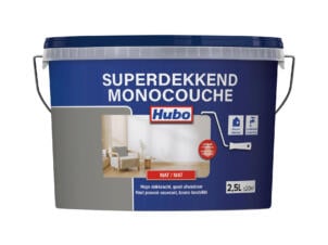 Hubo Superdekkend muur- en plafondverf mat 2,5l alpengrijs