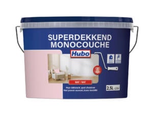 Hubo Superdekkend muur- en plafondverf mat 2,5l parelroos