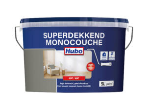 Hubo Superdekkend muur- en plafondverf mat 5l alpengrijs