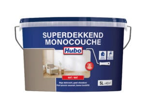 Hubo Superdekkend muur- en plafondverf mat 5l notenbruin