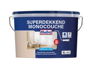 Hubo Superdekkend muur- en plafondverf satin 5l amandel