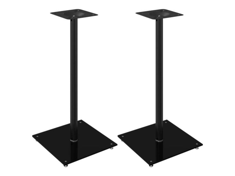 ESTINK Supports de haut-parleurs 2 pcs noir et argenté 4 piliers 85670 ESTINK Supports de haut-parleurs 2 pcs noir et argenté 4 piliers 85670