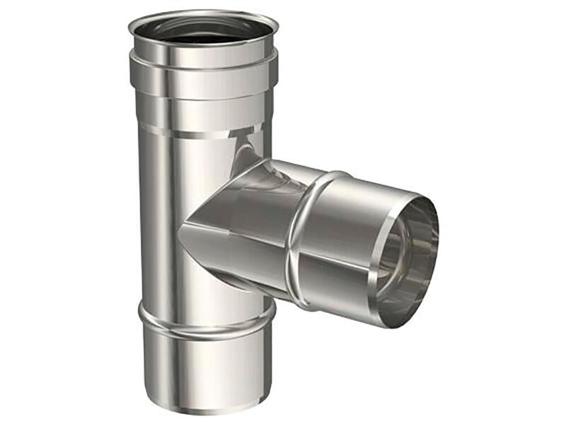 Saninstal Rookafv. T-stuk 80mm inox mmf kort