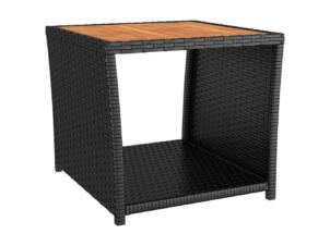 Table basse dessus en bois résine tressée/bois d'acacia noir