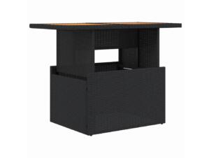 Table de jardin bois d'acacia/résine tressée 100x55x73 cm noir