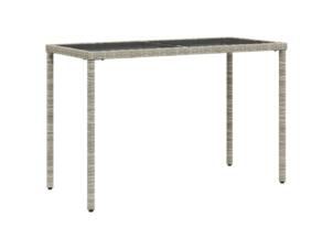 Table de jardin dessus en verre résine tressée 115x54x74 cm gris clair