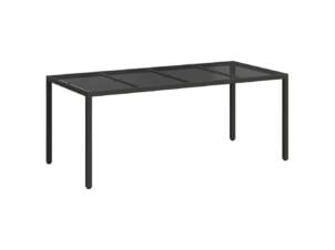 Table de jardin résine tressée 190x90x75 cm noir