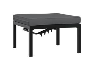 Tabouret de jardin + coussin noir aluminium