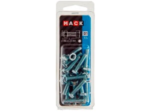 Mack Tapbout met moer M6 25mm verzinkt 13 stuks