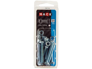 Mack Tapbout met moer M6 40mm verzinkt 10 stuks