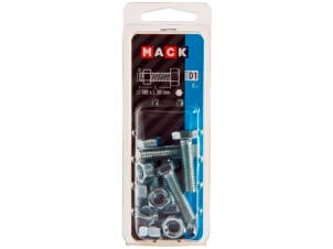 Mack Tapbout met moer M8 30mm verzinkt 6 stuks