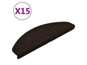 Tapis d'escalier autocollant 65x21x4 cm brun foncé 15 pièces