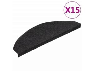 Tapis d'escalier autocollant 65x22,5x3,5 cm noir 15 pièces