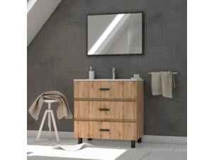 Aurlane Tetra badkamermeubel set 80 cm 3 lades zwart