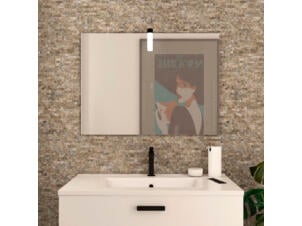 Aurlane Timber spiegel + kader met LED verlichting 55x75 cm zwart