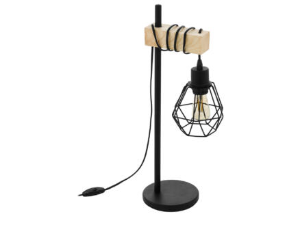Eglo Townhend lampe de table E27 60W noir/chêne 1