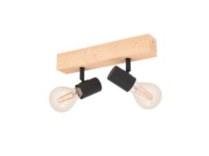 Eglo Townshend 3 barre de spots E27 max. 2x60 W noir/chêne