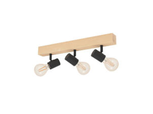 Eglo Townshend 3 barre de spots E27 max. 3x60 W noir/chêne