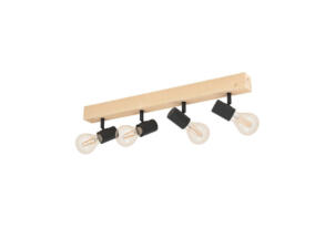 Eglo Townshend 3 barre de spots E27 max. 4x60 W noir/chêne