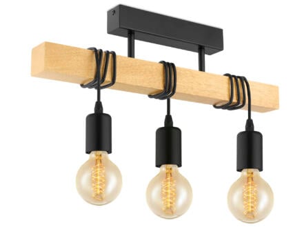 Eglo Townshend hanglamp E27 3x60 W zwart/hout 1