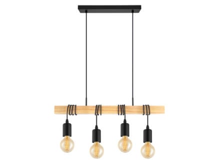 Eglo Townshend hanglamp E27 4x60 W zwart/hout