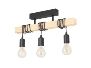 Eglo Townshend suspension vintage industriel E27 3x60 W noir/bois