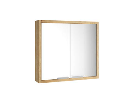 Allibert Trentino armoire de toilette 80cm 2 portes miroir chêne 1