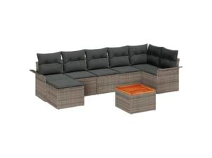 Tuinbank set + kussen + opslag grijs 8 stuks