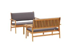 Tuinbank set acaciahout 120x65,5x79cm bruin 3 stuks
