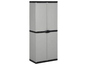 Tuinkast met 3 schappen 68x40x168 cm grijs/zwart