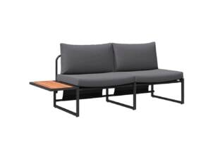 Tuinsofa met kussen staal 200,5x70x85,5cm antraciet
