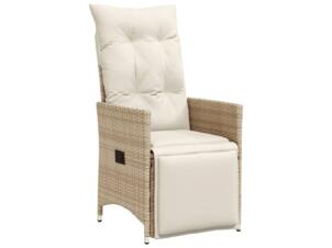 Tuinstoel grijs + kussen verstelbaar poly rattan 2 stuks