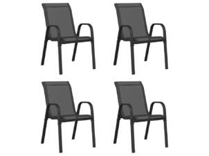 Tuinstoel stapelbaar zwart set van 4