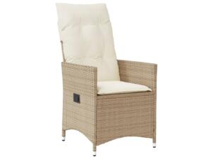 Tuinstoel verstelbaar + kussens beige poly rattan beige