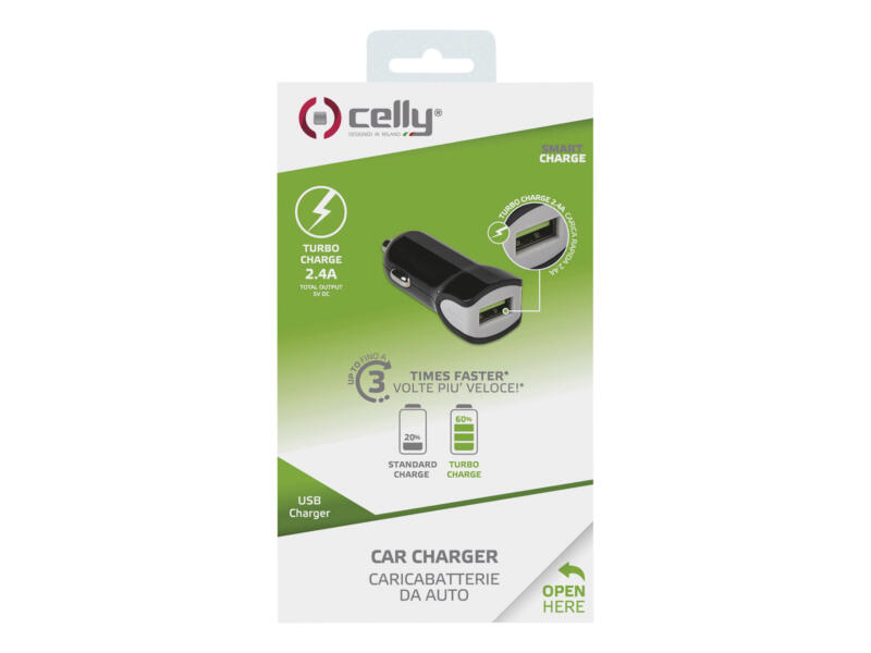 Celly Turbo chargeur USB pour voiture 2,4A