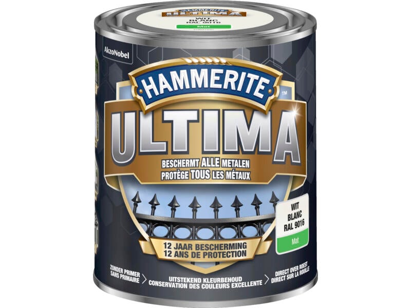 Hammerite Ultima laque peinture métal mat 0,75l blanc