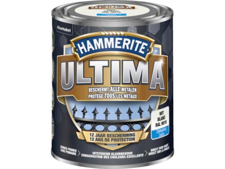 Hammerite Ultima laque peinture métal satin 0,75l blanc 1