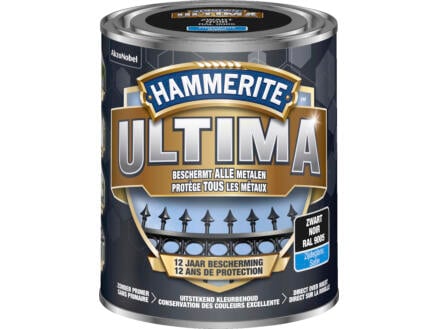 Hammerite Ultima laque peinture métal satin 0,75l noir 1